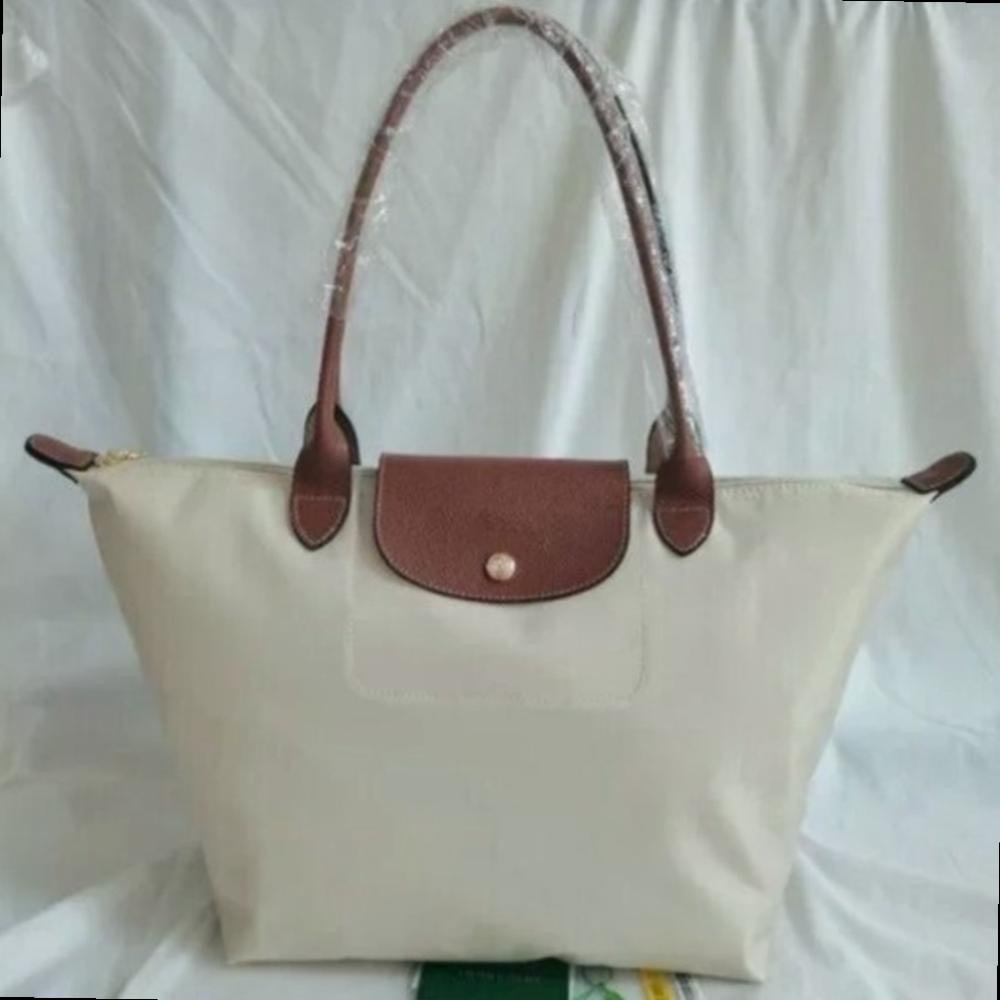 NEW Longchamp Le Pliage Small Tote - Cream Nylon Travel Bag